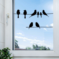 Fensteraufkleber Vögel auf Draht